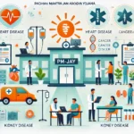 DALL·E 2025-02-25 08.25.56 – An informative illustration about PM-JAY (Pradhan Mantri Jan Arogya Yojana) for specific health conditions. The image should include a hospital settin