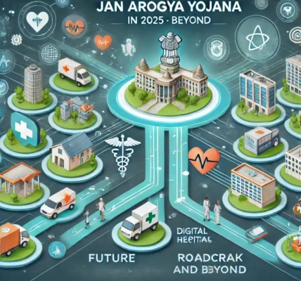 futuristic-concept-illustration-depicting-the-future-roadmap-of-PM-JAY-Pradhan-Mantri-Jan-Arogya-Yojana-in-2025-and-beyond